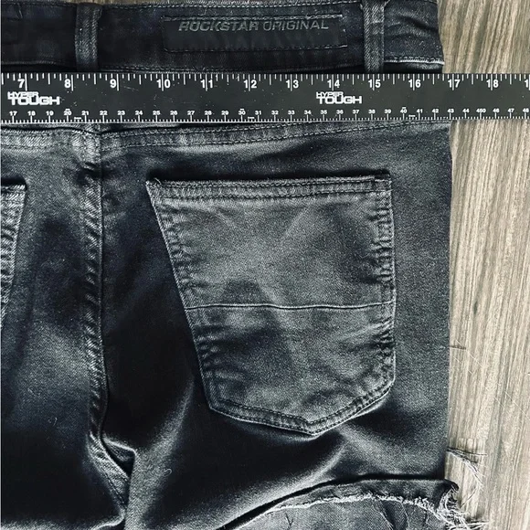 Rockstar Originals Jean Mens 34x46 Black Bootcut Flared Distressed Detailing - Picture 13 of 13